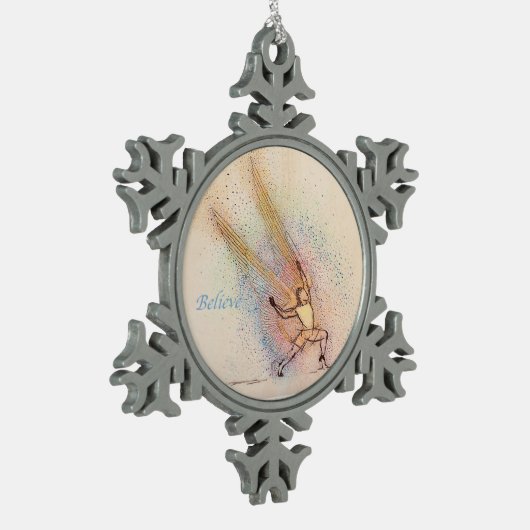 天使とスノーフレーク感動的オーナメント スノーフレークピューターオーナメント (左)