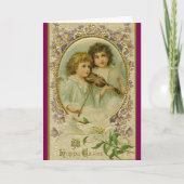 天使とバイオリンが描かれたホリデーカード シーズンカード (正面)