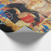 天使とバラブルーフローラパーチメントと宝石 ラッピングペーパー (角)