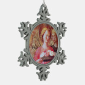 天使とバラ スノーフレークピューターオーナメント (左)