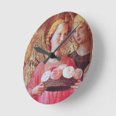 天使とバラ ラウンド壁時計 (傾斜)