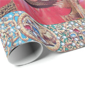 天使とバラ,赤い青い宝石,白い真珠 ラッピングペーパー (ロールコーナー)