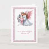 天使とベビーでカスタマイズ可能な洗礼挨拶 カード (正面)