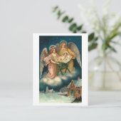 天使とベビーイエスを持つポーランドのクリスマスカード シーズンポストカード (スタンド正面)