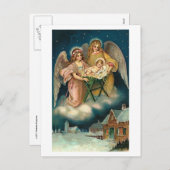 天使とベビーイエスを持つポーランドのクリスマスカード シーズンポストカード (正面/裏面)
