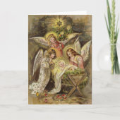 天使とベビーイエス | ヴィンテージクリスマス カード (正面)