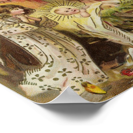 天使とベビーイエス | ヴィンテージクリスマス ポスター (角)