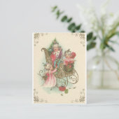 天使とヴィンテージクリスマスそり シーズンポストカード (スタンド正面)