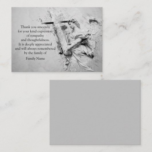天使と十字架の葬式サンキューカード ノートカード (正面/裏面)
