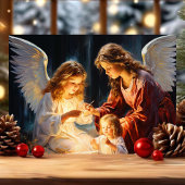 天使と子供の降誕祭のクリスマス シーズンカード