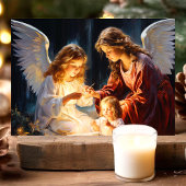 天使と子供の降誕祭のクリスマス シーズンカード