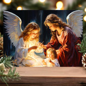 天使と子供の降誕祭のクリスマス シーズンカード