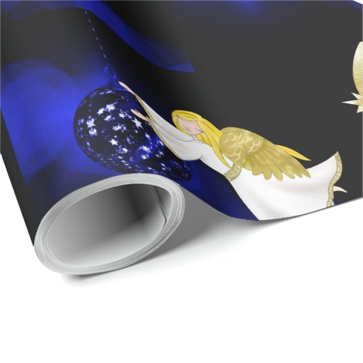 天使と宗教的なクリスマスラッピング紙 ラッピングペーパー (ロールコーナー)