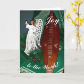 天使と山ダルシマークリスマスグリーティング カード (黄色い花)