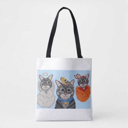 天使と悪魔に悩む猫 トートバッグ (正面)