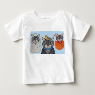 天使と悪魔に誘惑される猫 ベビーTシャツ