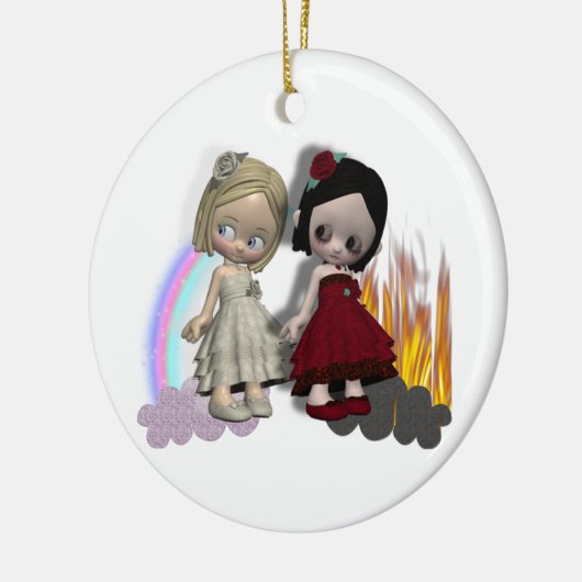 天使と悪魔のかわいこちゃん女の子 セラミックオーナメント (左)