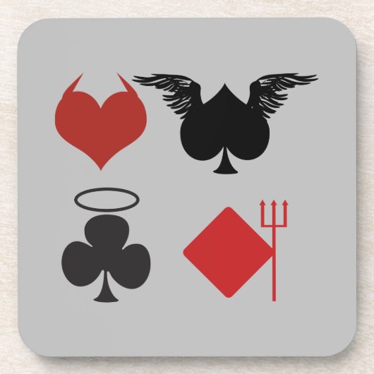 天使と悪魔のカードがグレーに似合う コースター (正面)