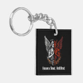 天使と悪魔の半分の天国地獄の曲げ送信 キーホルダー (正面左)