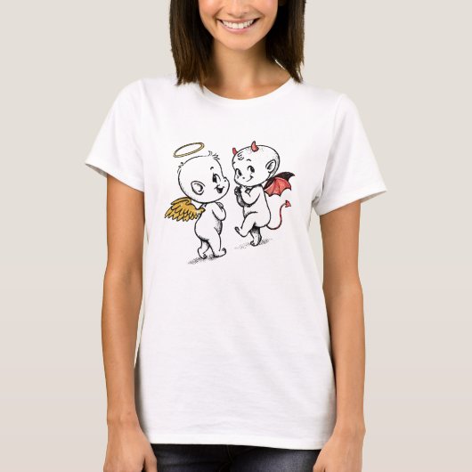 天使と悪魔の赤ちゃん Tシャツ (正面)