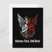 天使と悪魔 天国と地獄 半分半分 シーズンポストカード (正面/裏面)