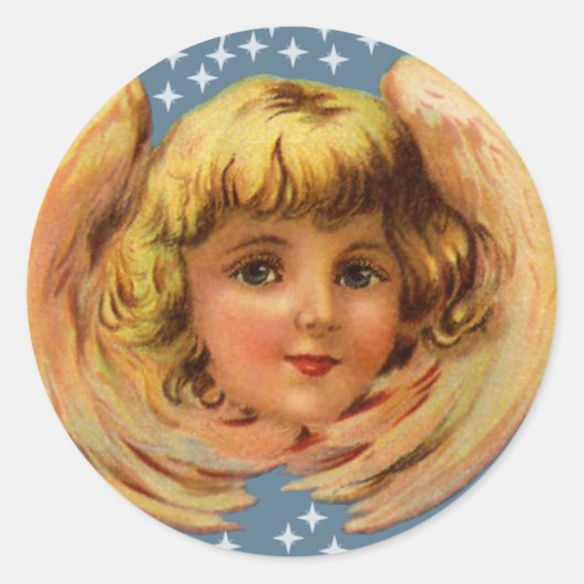 天使と星のシール ラウンドシール (正面)