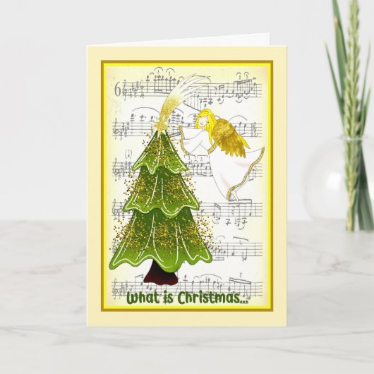 天使と木の妻のためのクリスマスカード カード (正面)