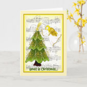 天使と木の妻のためのクリスマスカード カード (黄色い花)