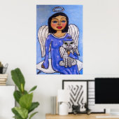 天使と猫が雲の上で ポスター (ホームオフィス)