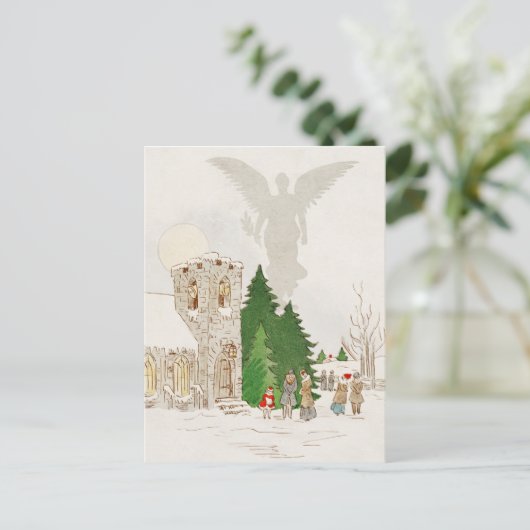 天使と白いイラストレーション シーズンポストカード (スタンド正面)