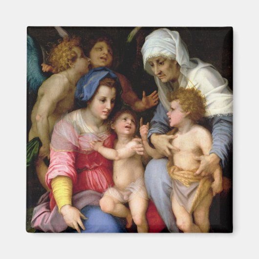 天使と聖家族, c.1515-16 (パネル上の油) マグネット (正面)