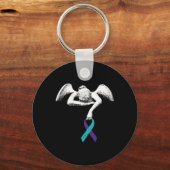 天使と自殺認識度自殺予防クロ キーホルダー (正面)