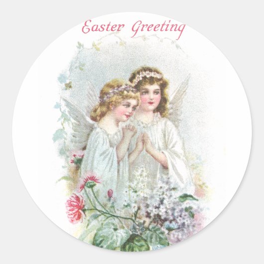 天使と花ヴィンテージ復活祭 ラウンドシール (正面)