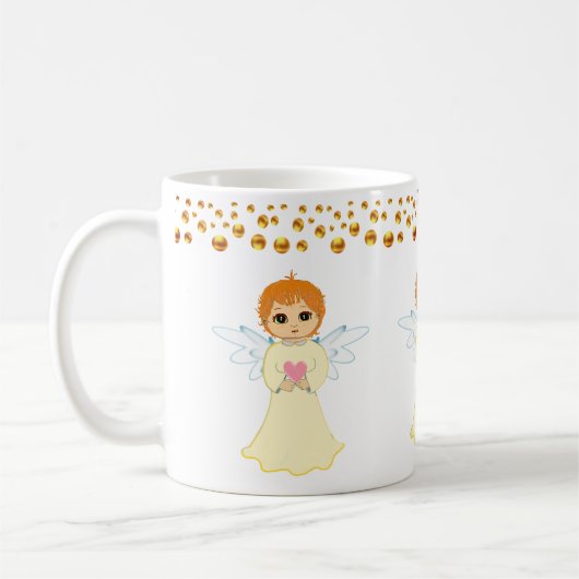 天使と金のドット紙吹雪 コーヒーマグカップ (左)