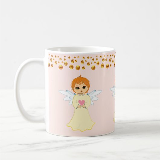 天使と金のドット紙吹雪 コーヒーマグカップ (左)