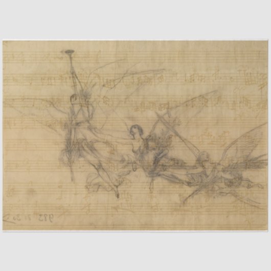 天使と音楽デコページ紙 薄葉紙 (正面)