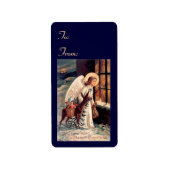 天使と鹿クリスマスギフトラベルシール ラベル (正面)