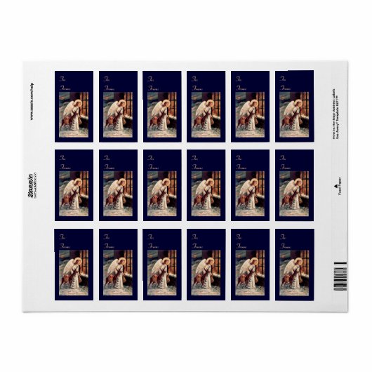 天使と鹿クリスマスギフトラベルシール ラベル (フルシート)