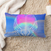 天使によってはハートのまわりで包まれたが飛びます ランバークッション (ブランケット)