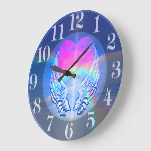 天使によってはハートのまわりで包まれたが飛びます ラージ壁時計 (傾斜)