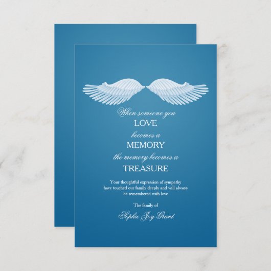 天使によっては悔やみや弔慰のサンキューカードが飛びます 招待状 (正面/裏面)