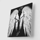 天使によっては灰色によって触れられる羽のカスタム数が飛びます スクエア壁時計 (傾斜)