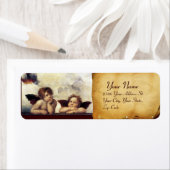 天使によっては/天使が、白い茶色の羊皮紙飛びました ラベル (インサイチュ)