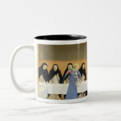 天使によって食べ物を与えられるSt Dominicおよび彼の友達 ツートーンマグカップ (左)