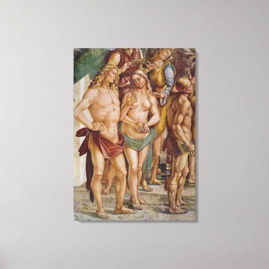 天使に冠を付けられたカップル、詳細 キャンバスプリント (正面)