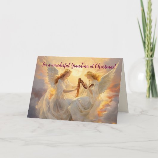 天使のおばあちゃんクリスマスカード サンキューカード (正面)