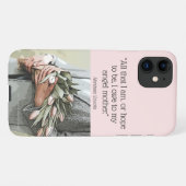 天使のお母さん、リンカーンの引用文淡い色の、ピンク。 iPhoneケース (裏面横)