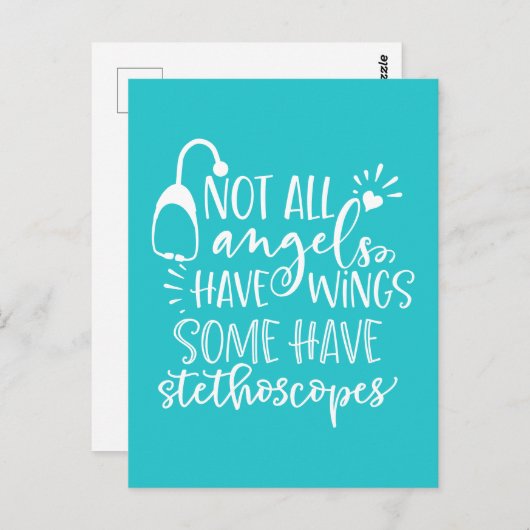 天使のすべてが翼を持っているわけではない。聴診器を持つ者もいる。 ポストカード (正面/裏面)