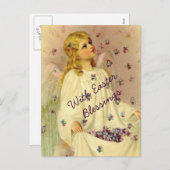 天使のようなイースター恵みとヴィオレット シーズンポストカード (正面/裏面)