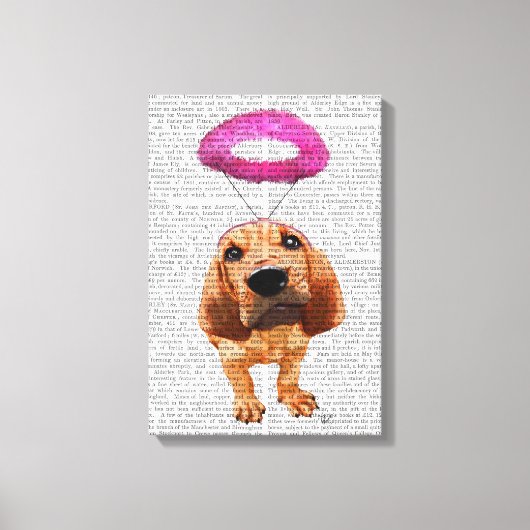 天使のようなピンクのハローを持つブラッドハウンド キャンバスプリント (正面)